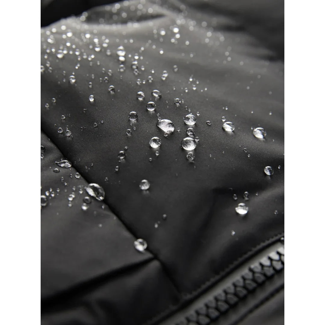 Abigail Plush-Lined Hooded Puffer Coat in Black