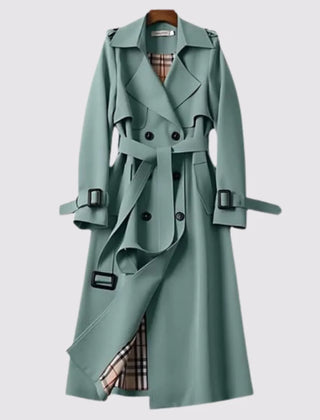 Ada Belted Double-Breasted Trench Coat in Sage Green