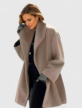 Adele Shawl Collar Cocoon Coat in Taupe