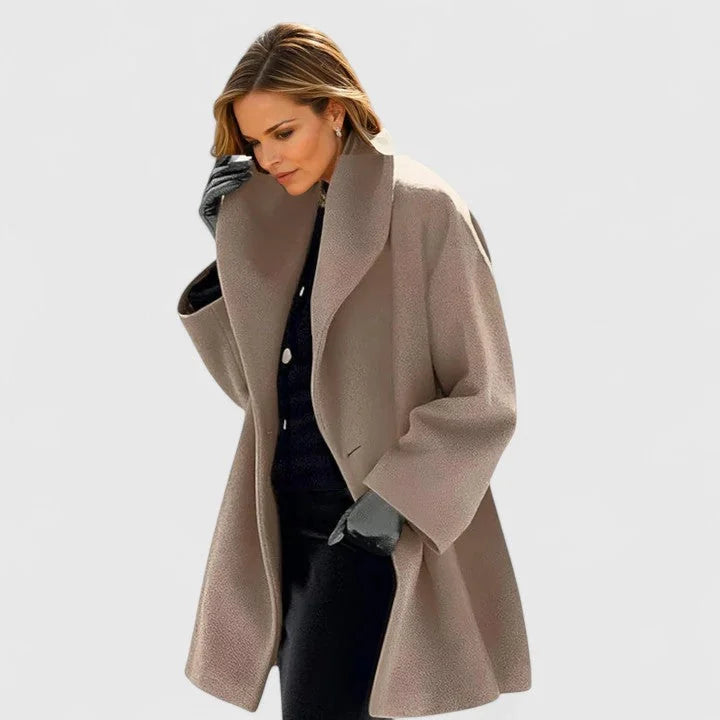 Adele Shawl Collar Cocoon Coat in Taupe