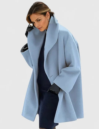 Adele Shawl Collar Cocoon Coat in Light Blue