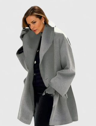 Adele Shawl Collar Cocoon Coat in Grey