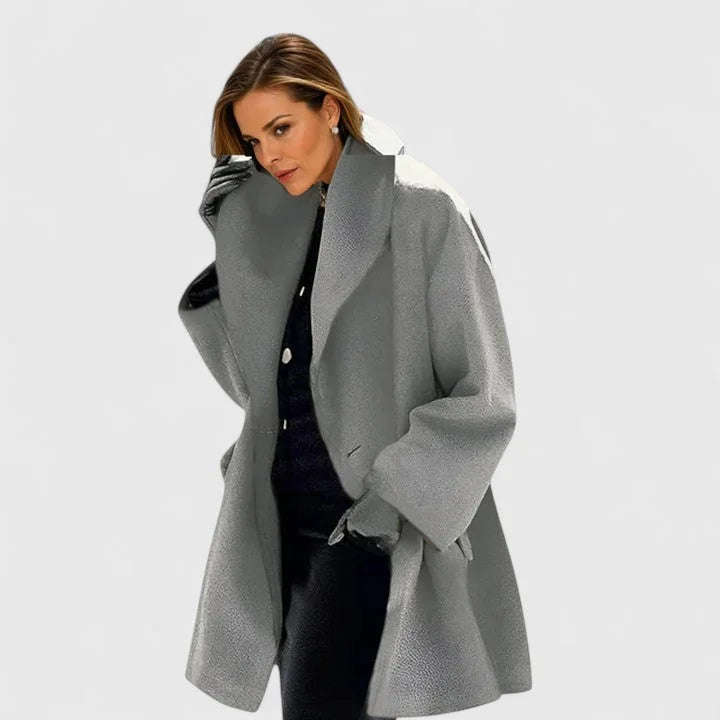 Adele Shawl Collar Cocoon Coat in Grey