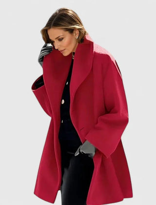 Adele Shawl Collar Cocoon Coat in Red