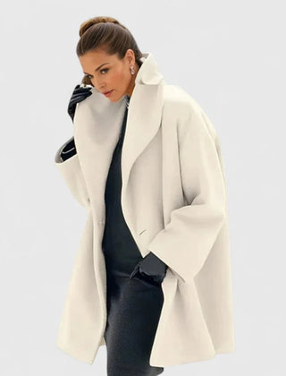 Adele Shawl Collar Cocoon Coat in Cream