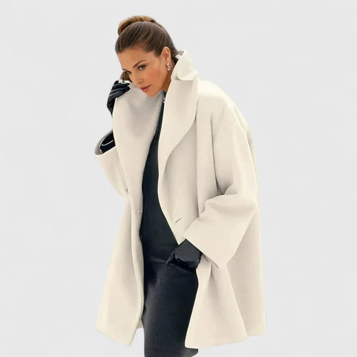 Adele Shawl Collar Cocoon Coat in Cream