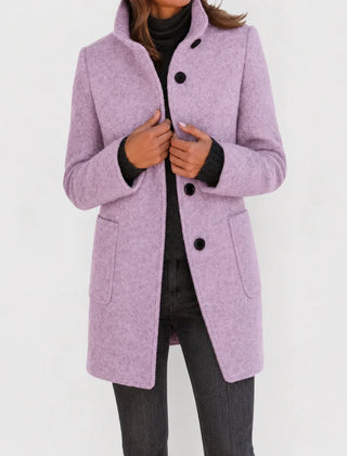 Alice Stand Collar Button-Front Coat in Lilac