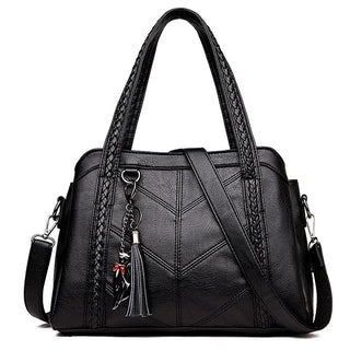 Aline Braided Handle Tote Bag in Black