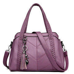 Aline Braided Handle Tote Bag in Mauve