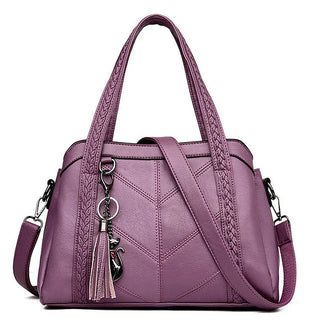 Aline Braided Handle Tote Bag in Mauve