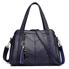 Aline Braided Handle Tote Bag in Navy