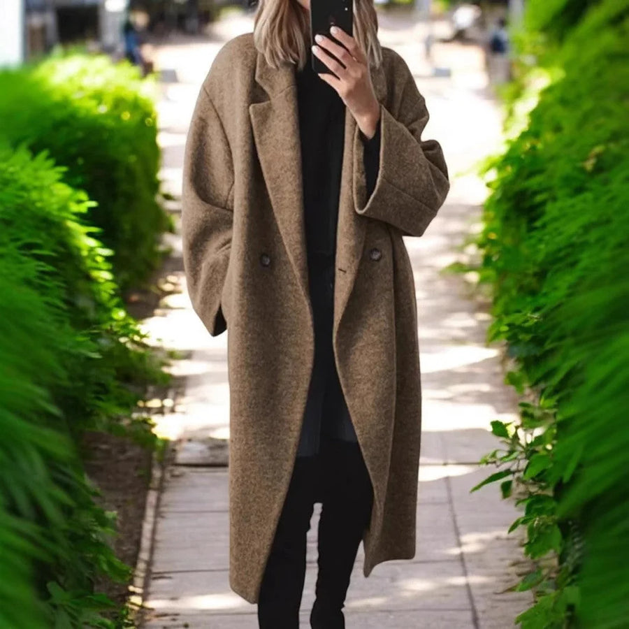 Alison Oversized Notch Collar Coat in Camel