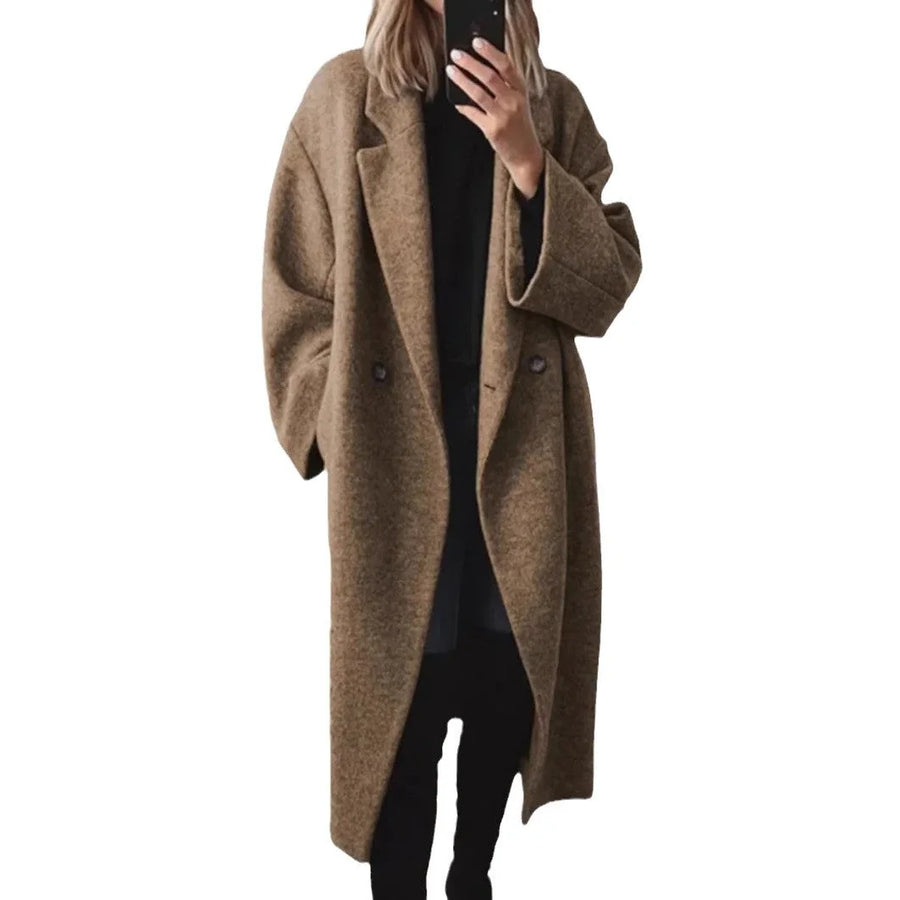 Alison Oversized Notch Collar Coat in Camel