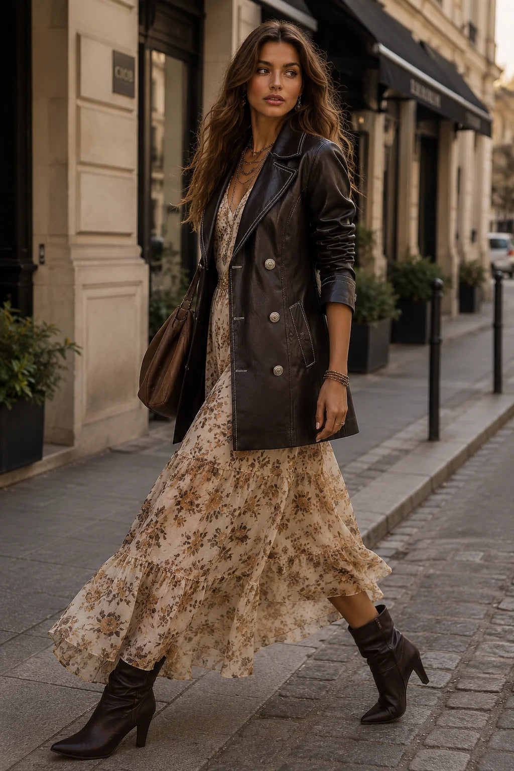 Andrea Vintage Double-Breasted Trench Coat in Black