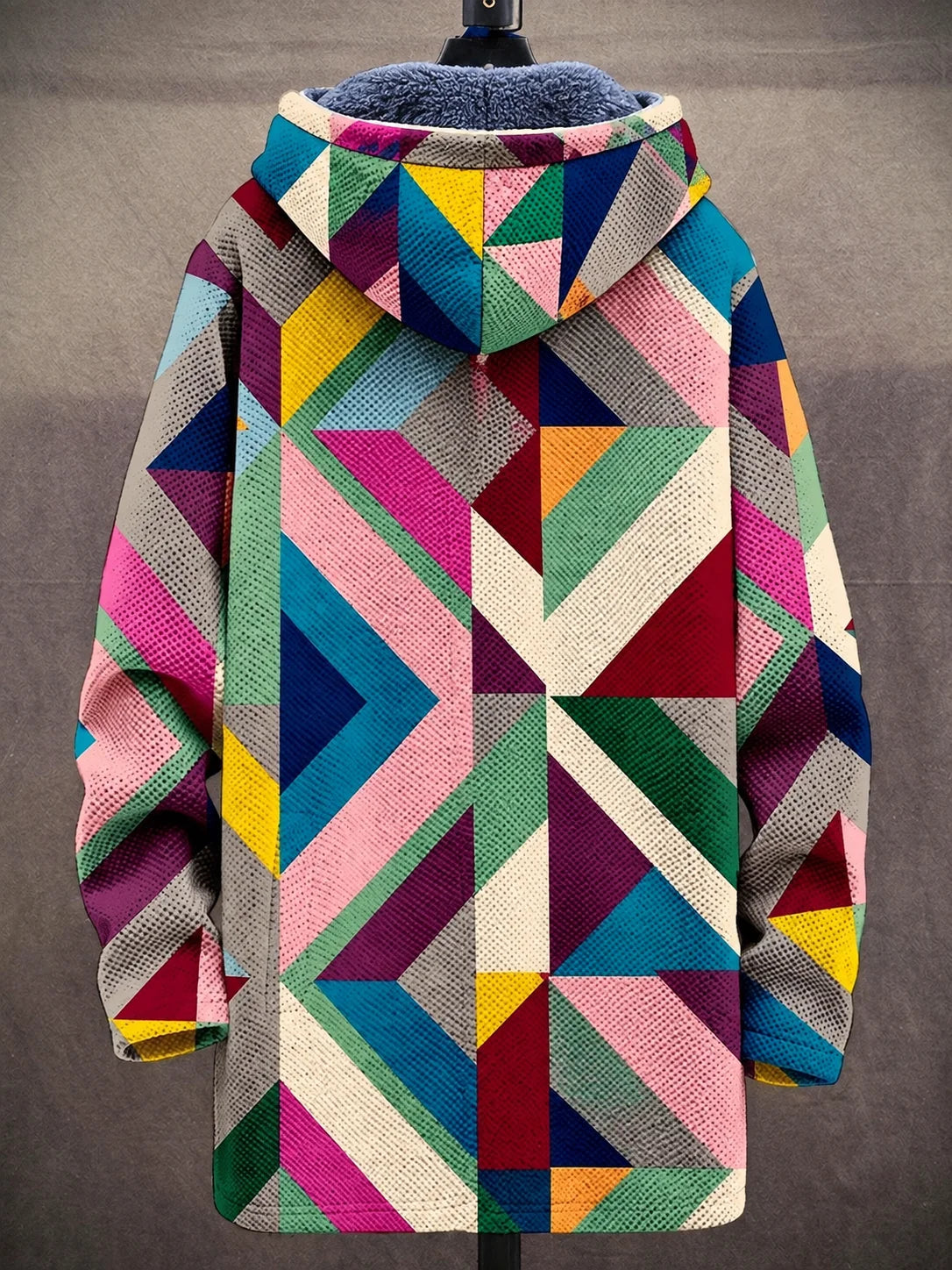 Anita Patchwork Print Hooded Coat in Pink Multicolour