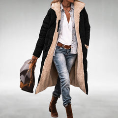 Annie Reversible Long Puffer Coat in Black