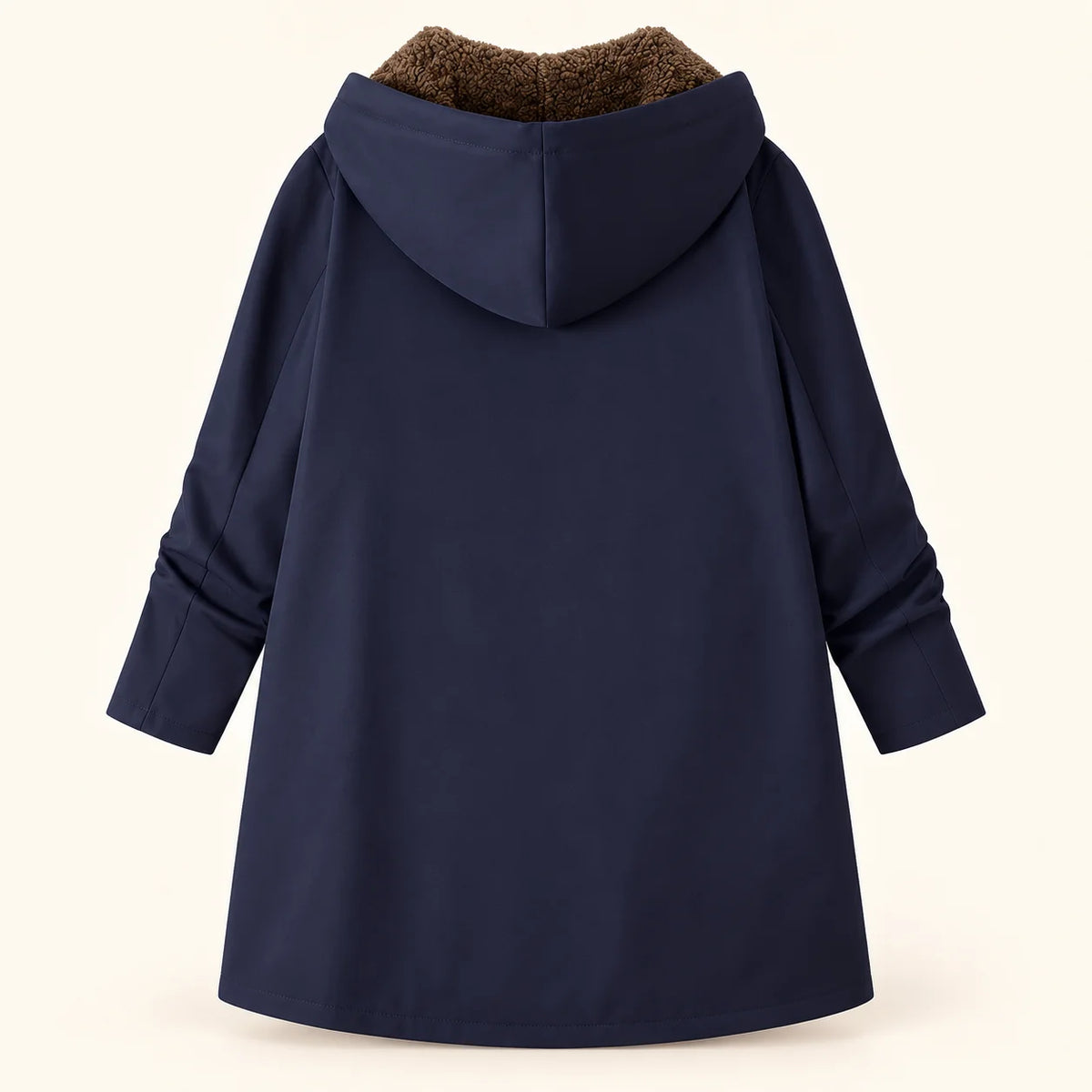 Audrey Plush-Lined Hooded Longline Coat in Navy
