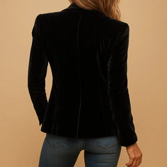Belinda Plush Retro Blazer in Black