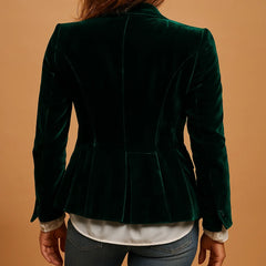 Belinda Plush Retro Blazer in Green