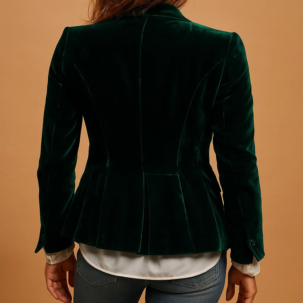 Belinda Plush Retro Blazer in Green