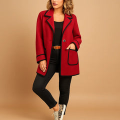 Bernadette Contrast Trim Lined Blazer in Red