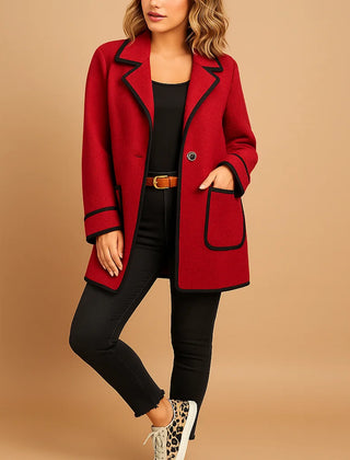 Bernadette Contrast Trim Lined Blazer in Red