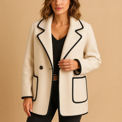 Bernadette Contrast Trim Lined Blazer in White