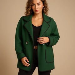 Bernadette Contrast Trim Lined Blazer in Green