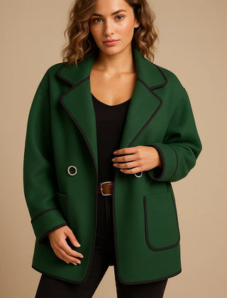 Bernadette Contrast Trim Lined Blazer in Green