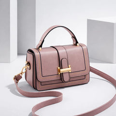 Bethany Buckle Flap Top Handle Bag in Dusty Pink