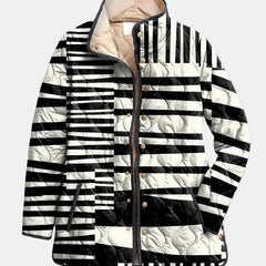 Betty Black & White Striped Quilted Jacket in Black & White