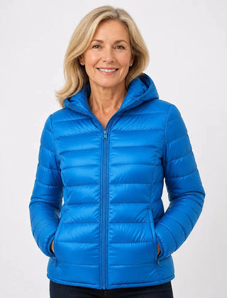 Bianca Lightweight Hooded Puffer Jacket in Sky Blue