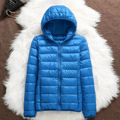 Bianca Lightweight Hooded Puffer Jacket in Sky Blue