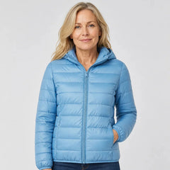 Bianca Lightweight Hooded Puffer Jacket in Light Blue