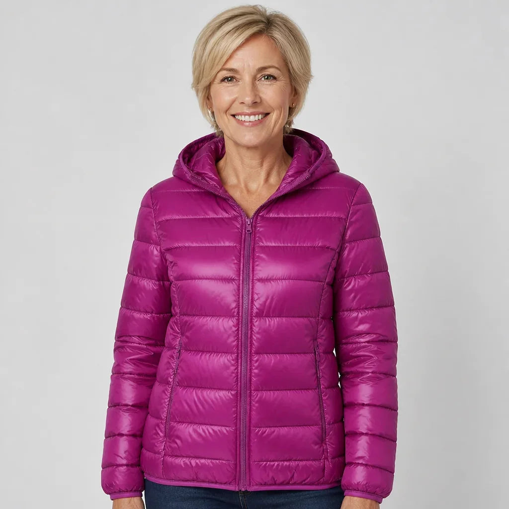 Bianca Lightweight Hooded Puffer Jacket in Violet
