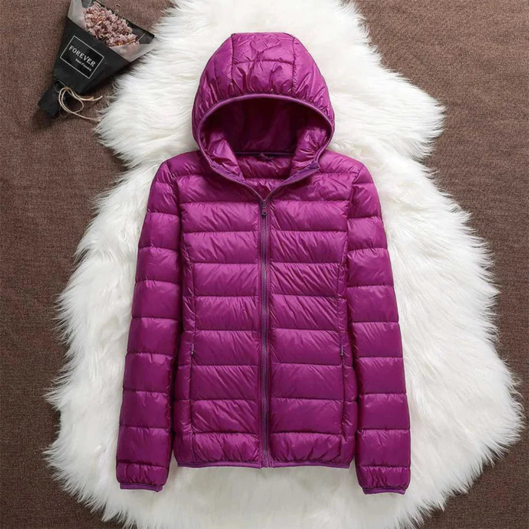 Bianca Lightweight Hooded Puffer Jacket in Violet