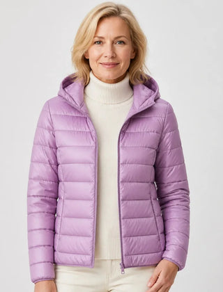 Bianca Lightweight Hooded Puffer Jacket in Lilac