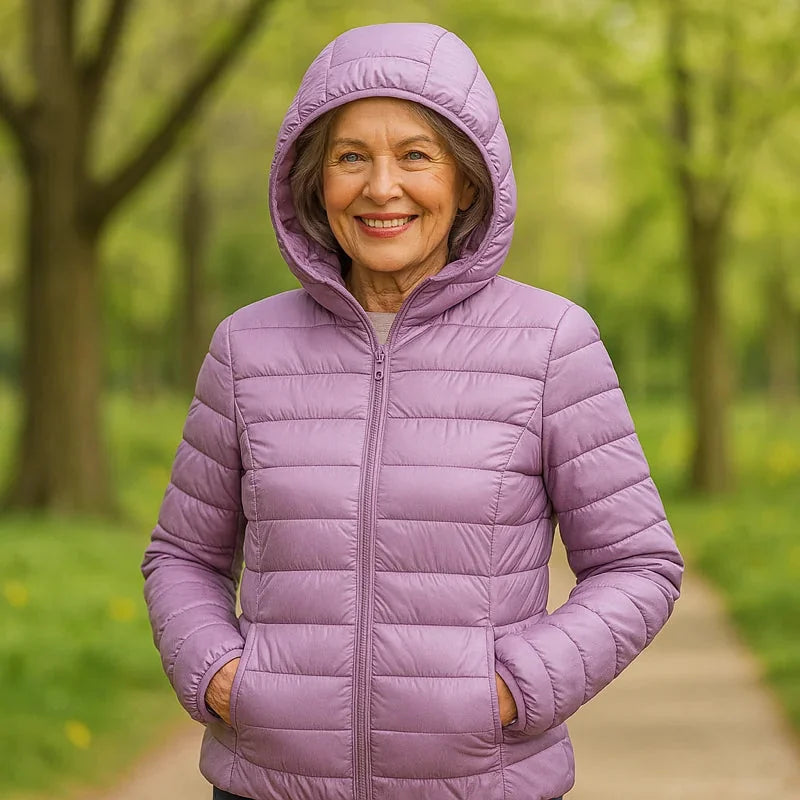 Bianca Lightweight Hooded Puffer Jacket in Lilac