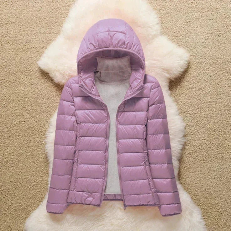 Bianca Lightweight Hooded Puffer Jacket in Lilac