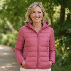 Bianca Lightweight Hooded Puffer Jacket in Pink