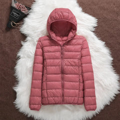 Bianca Lightweight Hooded Puffer Jacket in Pink