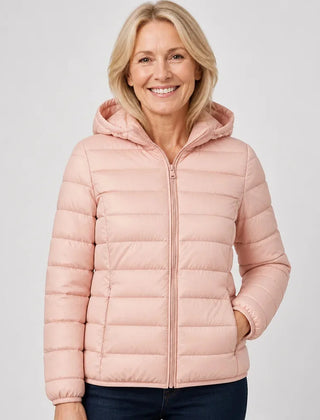 Bianca Lightweight Hooded Puffer Jacket in Light Pink