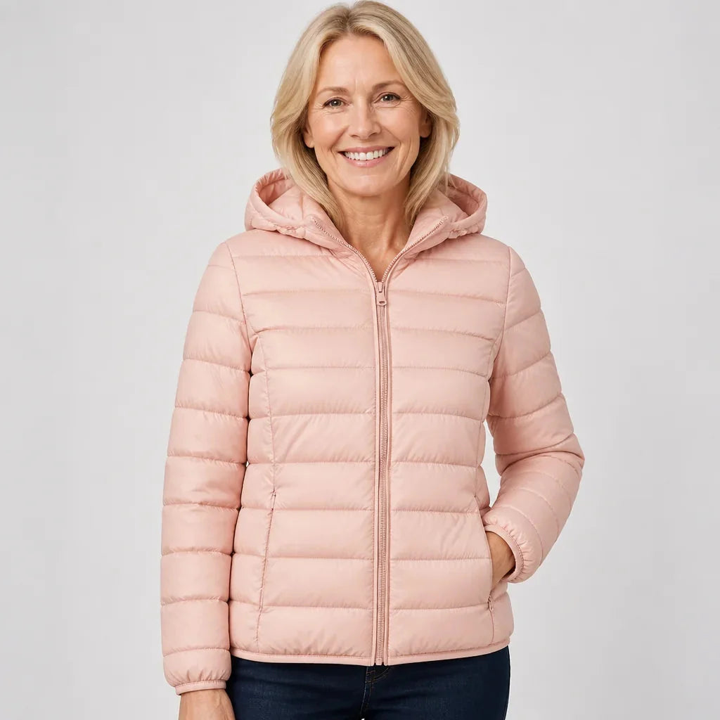 Bianca Lightweight Hooded Puffer Jacket in Light Pink