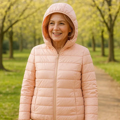 Bianca Lightweight Hooded Puffer Jacket in Light Pink
