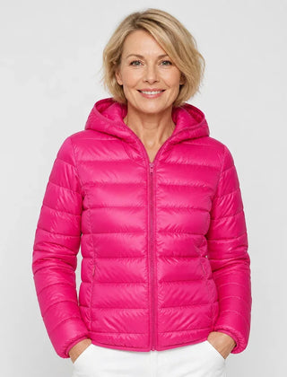 Bianca Lightweight Hooded Puffer Jacket in Bright Pink