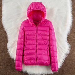 Bianca Lightweight Hooded Puffer Jacket in Bright Pink