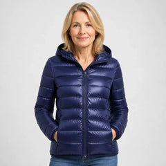 Bianca Lightweight Hooded Puffer Jacket in Navy