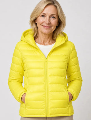 Bianca Lightweight Hooded Puffer Jacket in Yellow