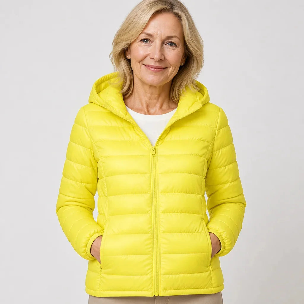 Bianca Lightweight Hooded Puffer Jacket in Yellow