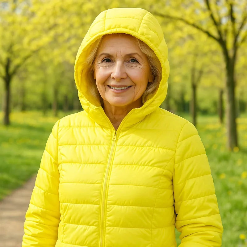 Bianca Lightweight Hooded Puffer Jacket in Yellow